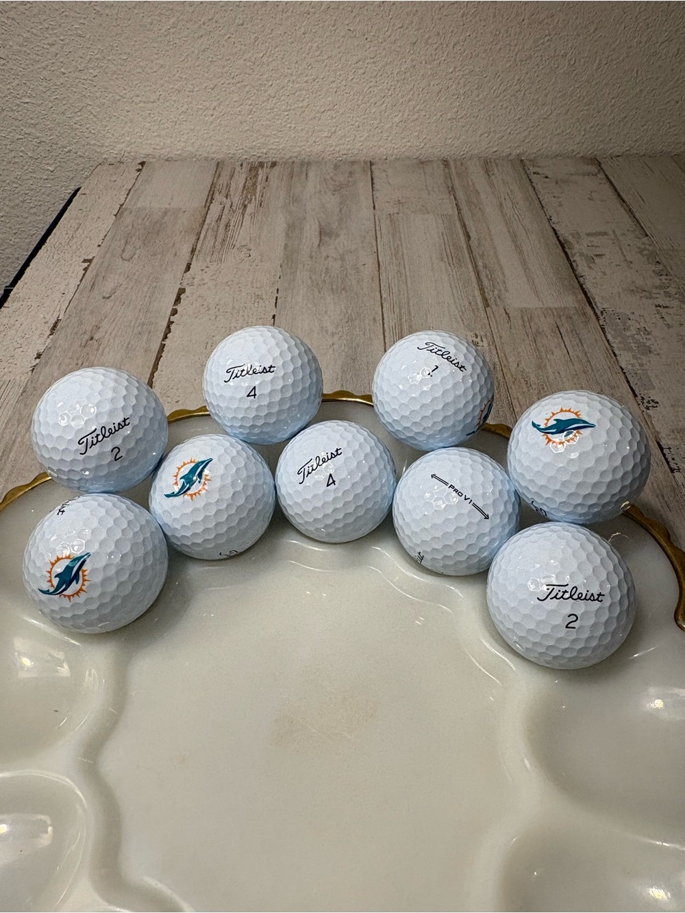Titleist White Golf Balls with Miami Dolphins Logo - Orange & Teal Accents